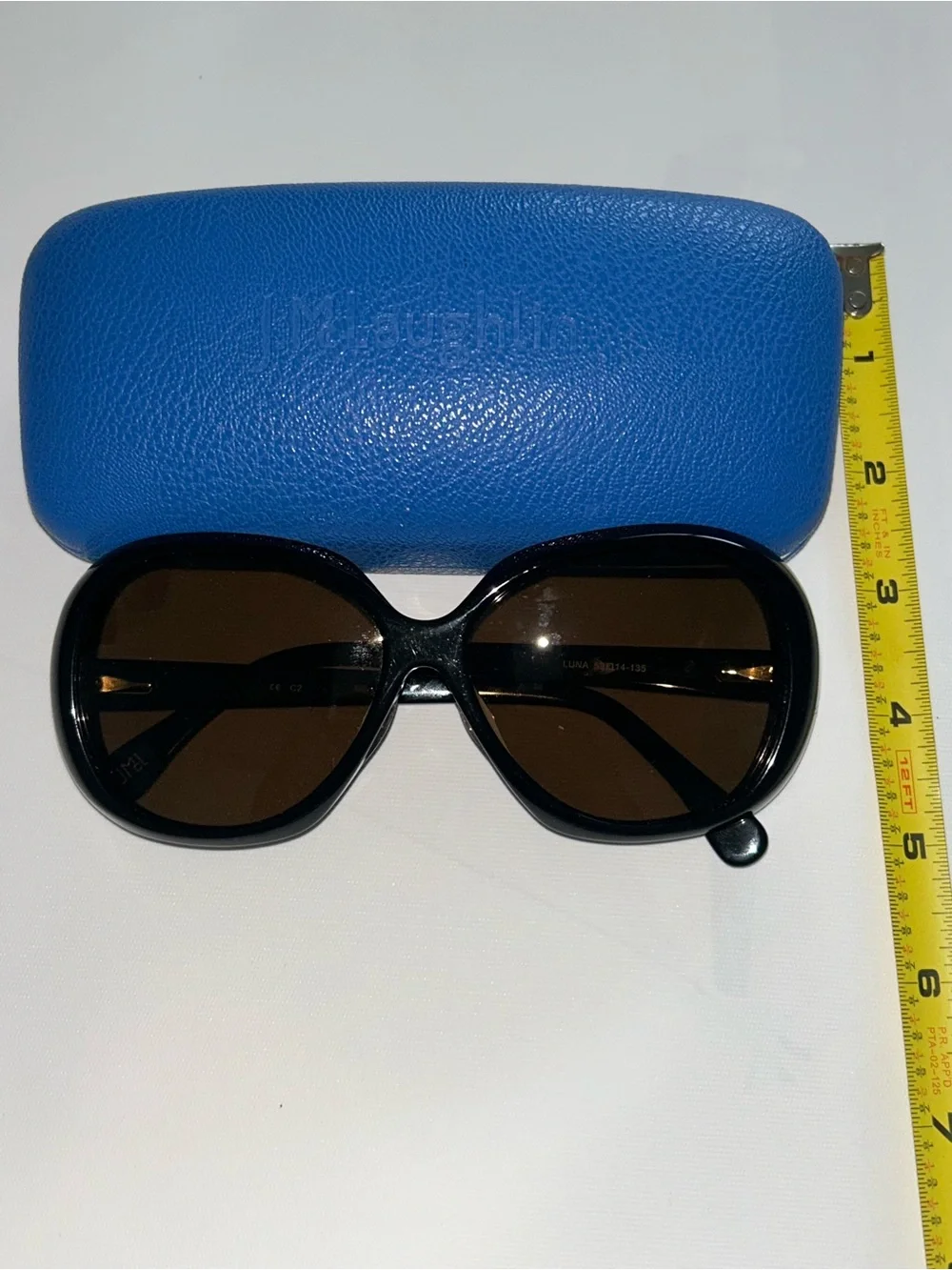 Black Oversized Sunglasses with Blue Case. J Mcglaughlin